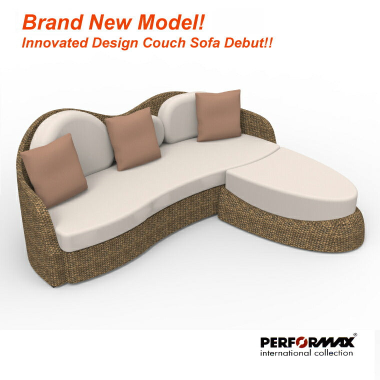 ウォーターヒヤシンスソファ PERFORMAX 正規代理店 ウォーターヒヤシンス カウチソファ コーナーソファー W204cm 3P ソファ & スツール オットマン L字 L型 アジアン チェア イス 椅子 リゾート バリ アジアン家具 【在庫販売品・即納可能】