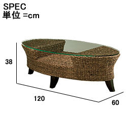 高品質 ウォーターヒヤシンス ローテーブル センターテーブル ガラス リビングテーブル 楕円 オーバル アジアン テーブル ソファーテーブル リゾート ホテル バリ 上質 アジアン家具 ナチュラル モダン PERFORMAX (受注生産品)