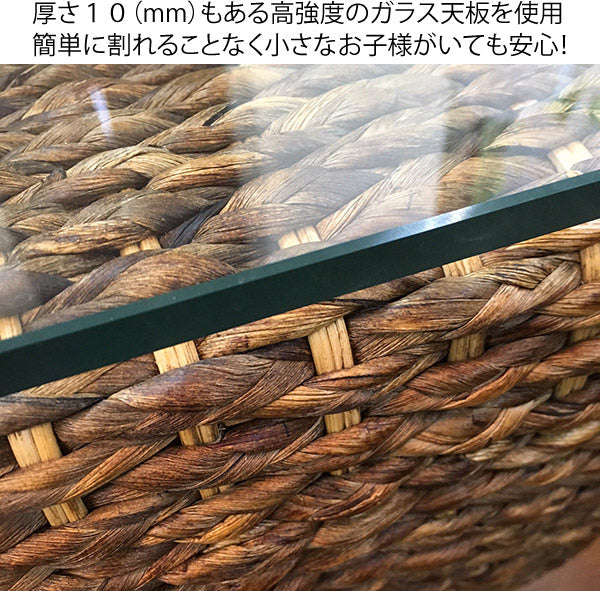 高品質 ウォーターヒヤシンス ローテーブル センターテーブル ガラス リビングテーブル 楕円 オーバル アジアン テーブル ソファーテーブル リゾート ホテル バリ 上質 アジアン家具 ナチュラル モダン PERFORMAX (受注生産品)