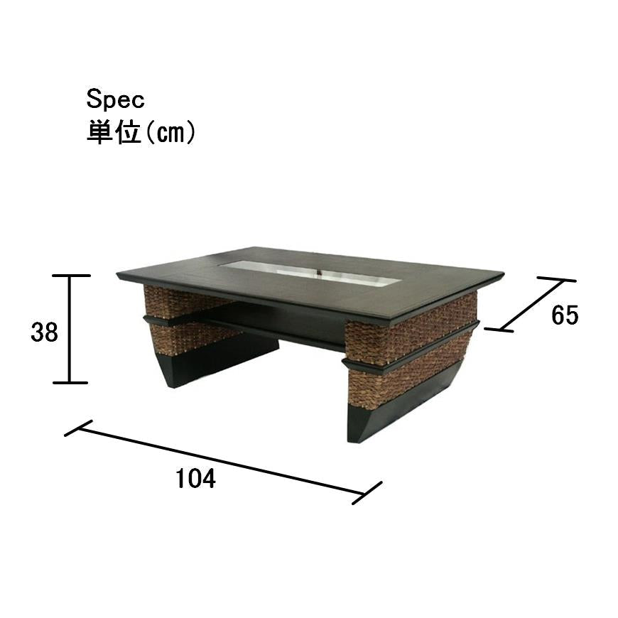 ウォーターヒヤシンステーブル PERFORMAX 正規代理店 正規品 ウォーターヒヤシンス ローテーブル W104cm ソファテーブル センターテーブル 座卓 長方形 木製 ガラス コーヒーテーブル アジアン バリ リゾート モダン【在庫販売品・即納可能】