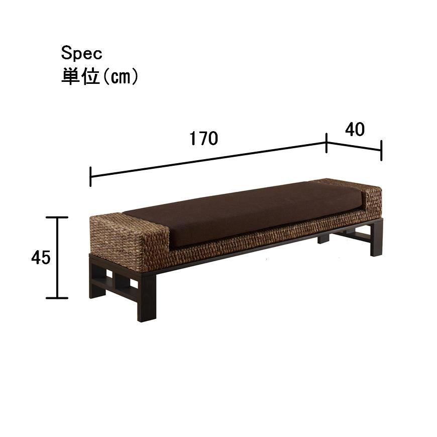 ウォーターヒヤシンス家具 PERFORMAX 正規代理店 正規品 ウォーターヒヤシンス ベンチソファ L W170 ダイニングベンチ ソファー 長椅子 アジアンソファ リゾート ホテル バリ アジアン家具<br>(受注生産品)