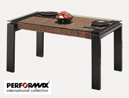 ウォーターヒヤシンス家具 PERFORMAX正規品ウォーターヒヤシンス ダイニングテーブル 4人~6人用 食卓 センターテーブル 長方形 アジアン リゾート バリ アジアン家具(ガラス天板・受注生産品)