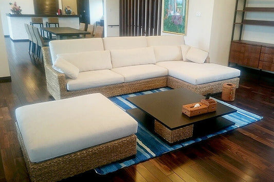 ウォーターヒヤシンスソファ PERFORMAX 正規代理店 正規品 ウォーターヒヤシンス L字 L型 コーナーソファSET 3P片肘ソファー & デイベッド カウチソファ アジアン リゾート ホテル バリ リビング チェア イス 椅子 アジアン家具(受注生産品)