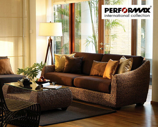 高品質 ウォーターヒヤシンス ソファ 3P 3人掛け W182cm ワイド ソファー 三人掛け アジアンソファ リビングソファー バリ リゾート ホテル仕様 上質 アジアン 家具 ナチュラル モダン ハワイアン 布地 PERFORMAX 正規品 (即納可能)
