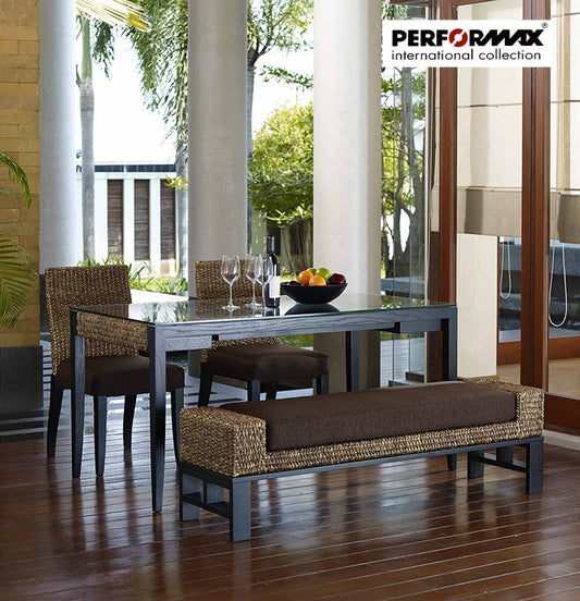 ウォーターヒヤシンス家具 PERFORMAX 正規代理店 ウォーターヒヤシンス ダイニングセット ダイニングテーブル (PDT10) & ダイニングチェア (PC12) & ベンチ (PBT03) 4点セット 4人用 リゾート バリ アジアン家具 【在庫販売品・即納可能】