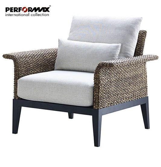 高品質 ウォーターヒヤシンス ソファ 1P 1人掛け ソファー 一人掛け パーソナル チェア アジアンソファ イス 椅子 リゾート バリ ホテル仕様 上質 アジアン 家具 ナチュラル モダン ハワイアン 布地 PERFORMAX (受注生産品)