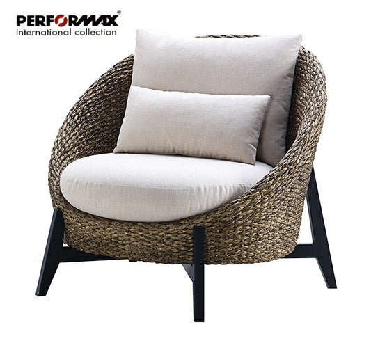 高品質 ウォーターヒヤシンス ソファ 1P 1人掛け ソファー 一人掛け パーソナル チェア アジアンソファ イス 椅子 リゾート バリ ホテル仕様 上質 アジアン 家具 ナチュラル モダン ハワイアン 布地 PERFORMAX (受注生産品)