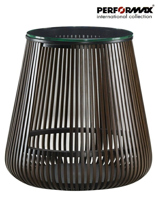 バンブーファニチャー PERFORMAX 正規代理店 正規品 バンブー ソファテーブル サイドテーブル コーヒーテーブル ラウンド 円形 天板強化ガラス アジアン リゾート ホテル バリ アジアン家具(受注生産品)