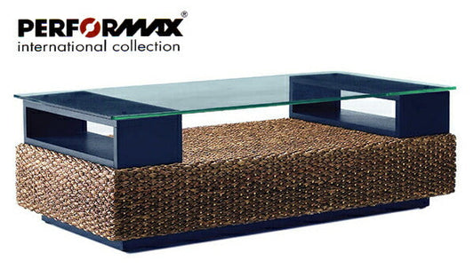 高品質 ウォーターヒヤシンス ローテーブル センターテーブル ガラス リビングテーブル 長方形 アジアン テーブル ソファーテーブル リゾート ホテル バリ 上質 アジアン家具 ナチュラル モダン 新生活 PERFORMAX 正規品 (受注生産品)