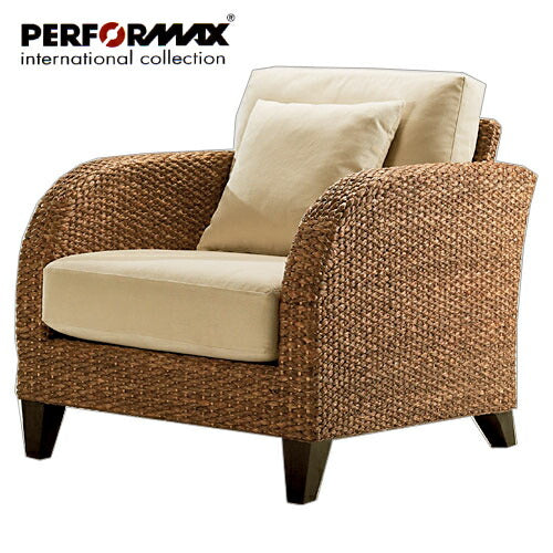 高品質 ウォーターヒヤシンス ソファ 1P 1人掛け ソファー 一人掛け パーソナル チェア アジアンソファ イス 椅子 リゾート バリ ホテル仕様 上質 アジアン 家具 ナチュラル モダン ハワイアン 布地 PERFORMAX (受注生産品)