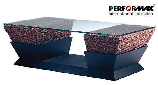 ウォーターヒヤシンス家具 PERFORMAX 正規代理店 正規品 ウォーターヒヤシンス ソファテーブル ローテーブル コーヒーテーブル センターテーブル 長方形 アジアン リゾート ホテル バリ アジアン家具 ガラス天板(受注生産品)