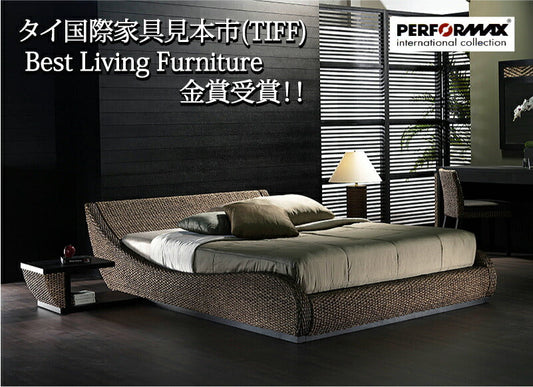 ベッド クイーン 高品質 ウォーターヒヤシンス ベット ローベッド アジアン BED リゾート ホテル バリ 上質 アジアン家具 ラグジュアリー ナチュラル モダン 新生活 PERFORMAX 【受注生産品】 タイ国際家具展示会金賞受賞 HBD-08